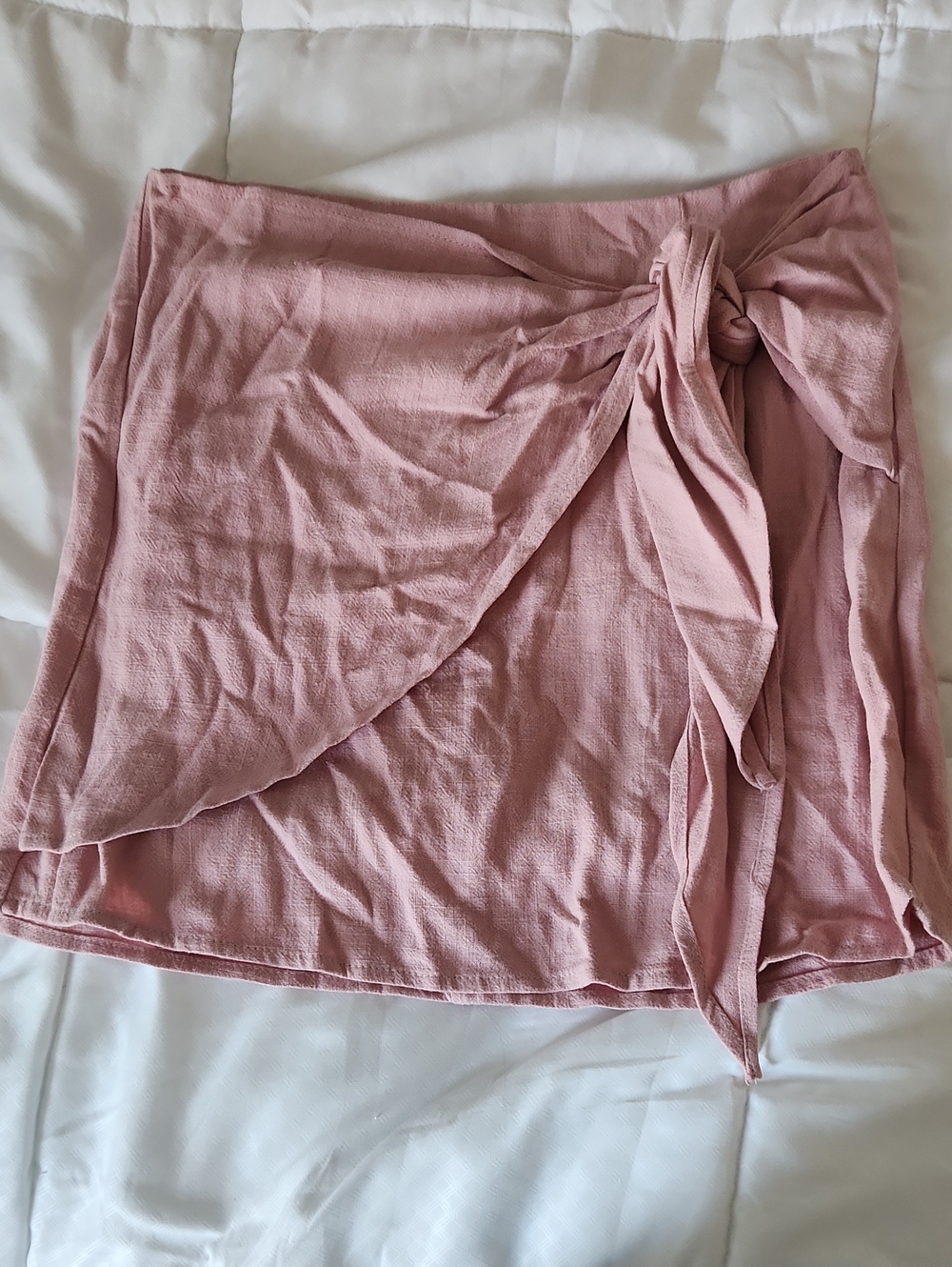 Blue Rain Dusty Pink Tie-Waist Mini Wrap Skirt